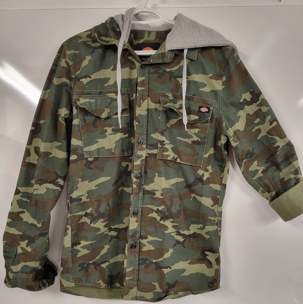 Dickies Camouflage Outdoors Longsleeve Woven Shirt with Buttons&Hood Men's Large